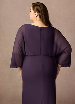 Azazie Ysabella Mother of the Bride Dresses Plum Mermaid Pleated Mesh Dress image6