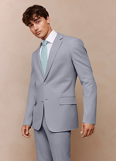 front Savile Grey Wool Blend Suit Jacket
