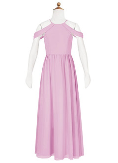 Azazie Seneca Junior Candy Pink A-Line Off the Shoulder Chiffon Dress image6