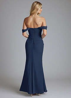 Azazie Luiza Bridesmaid Dresses Dark Navy Mermaid Off the Shoulder Chiffon Dress image7