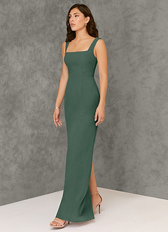 Azazie Flori Bridesmaid Dresses Sea Moss Sheath Square Neckline Chiffon Dress image4