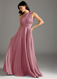 Azazie Charlize Bridesmaid Dresses Vintage Mauve A-Line One Shoulder Stretch Satin Dress image4