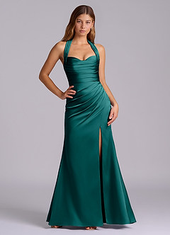 Azazie Destiny Bridesmaid Dresses Peacock Mermaid Sweetheart Neckline Stretch Satin Dress image6