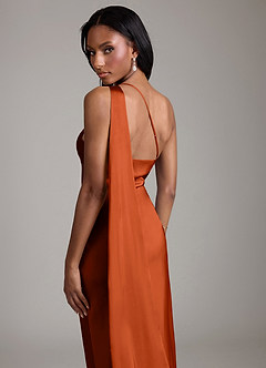 Azazie Galinda Brudtärnklänningar Klä av Sjöjungfru i Stretch Satin Ena axeln Paprika image2