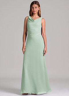 Azazie Nerine Brudtärnklänningar Klä av A-Linje i Chiffong Plisserad Agave image4