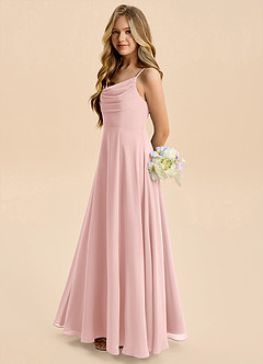 Azazie Gia Junior Powder Pink A-Line Pleated Chiffon Dress image1