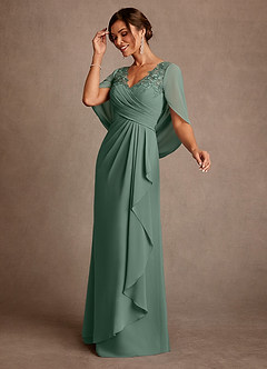 Azazie Santa Clara Mother of the Bride Dresses Eucalyptus A-Line Lace Dress image4