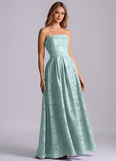 Azazie Lucienne Brudtärnklänningar Klä av A-Linje i Blommig Utbrändhet Axelbandslös Dimma image3