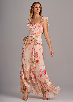 Azazie Lyra Bridesmaid Dresses Abstract Bouquet Floral A-Line Chiffon Convertible Dress image5