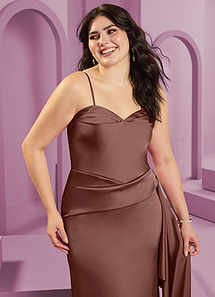 Barbie ♥ Azazie Bridesmaid Dresses Espresso Sheath Strapless Stretch Satin Convertible Dress image12