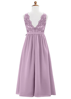 Azazie Elly Junior Wisteria A-Line Lace Chiffon Dress image8