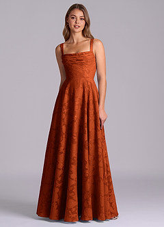 Azazie Shaude Brautjungfernkleider A-Linie Plissee Blumen-Burnout Kleid Paprika image6