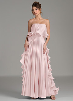 Azazie Alexia Bridesmaid Dresses Blushing Pink A-Line Ruched Chiffon Dress image1