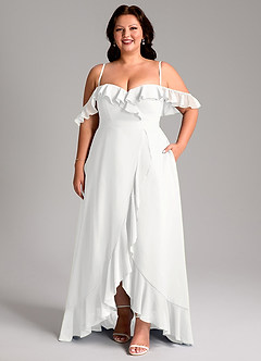 Azazie Lyra Bridesmaid Dresses White A-Line Chiffon Convertible Dress image16