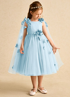 Azazie Staria Blumenmädchenkleider Ballkleid Gestreift Tüll Kleid Himmelblau image7