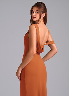 Azazie Madelyn Bridesmaid Dresses Cinnamon Mermaid Off the Shoulder Chiffon Convertible Dress image2