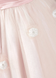 Azazie Doe Flower Girl Dresses Blushing Pink A-Line Lace Tulle Dress image8