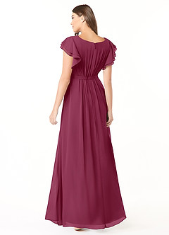 Azazie Daphne Modest Bridesmaid Dresses A-Line Ruffled Chiffon Floor-Length Dress image2