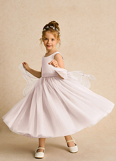Azazie Pear Flower Girl Dresses Rose Petal Ball-Gown Bow Tulle Dress image2