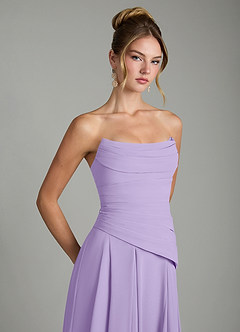 Azazie Gabriela Robes de demoiselle d'honneur Robe Trapèze en Mousseline de soie Corset Lilas image10