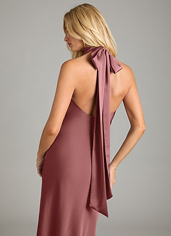 Azazie Velli Bridesmaid Dresses Amethyst Mermaid High Neck Stretch Satin Dress image2