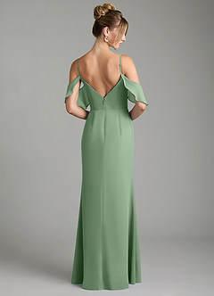 Azazie Alexys Bridesmaid Dresses Matcha Sheath Off the Shoulder Chiffon Dress image7