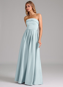 Azazie Lucienne Bridesmaid Dresses Mist A-Line Strapless Stretch Satin Convertible Dress image6