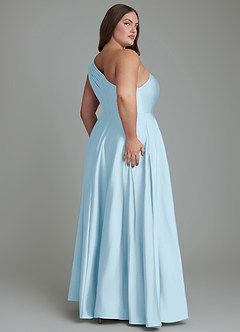 Azazie Melanie Brudtärnklänningar Klänning av A-linje i Stretch Satin Off the shoulder Himmelsblå image8