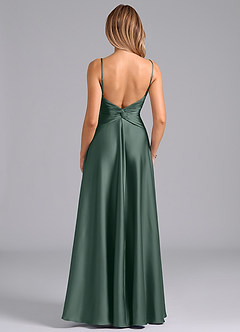 Azazie Elita Robes de demoiselle d'honneur Robe Trapèze en Satin extensible Plissée Mousse De Mer image5