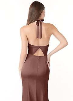 Azazie Emeria Robes de demoiselle d'honneur Robe Sirène en Satin extensible Plissée Expresso image6