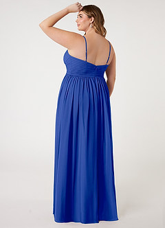 Azazie Alia Bridesmaid Dresses Royal Blue A-Line Pleated Chiffon Dress image9