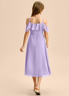 Azazie Kamilla Junior Abito A-Line in Chiffon a Spalla Scoperta Lilla image2