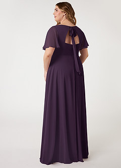 Azazie Kimber Bridesmaid Dresses Plum A-Line Flounce Sleeve Chiffon Dress image3