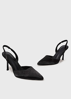 front Slingback-Pumps aus Satin