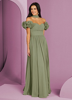 Barbie ♥ Azazie Bridesmaid Dresses Pistachio A-Line Off the Shoulder Chiffon Convertible Dress image3