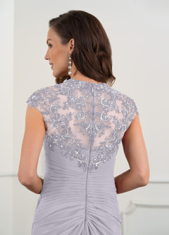 Azazie Birdie Mother of the Bride Dresses Fog A-Line Queen Anne Sequins Chiffon Dress image27