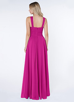 Azazie Kaleigh Bridesmaid Dresses Fuchsia A-Line Pleated Chiffon Dress image2