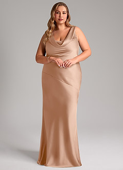 Azazie Rylina Bridesmaid Dresses English Rose Mermaid Stretch Satin Dress image3