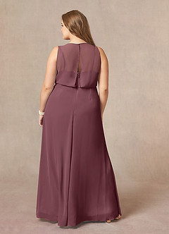 Azazie Marchioness Mother of the Bride Dresses Sangria A-Line Scoop Pleated Chiffon Dress image8