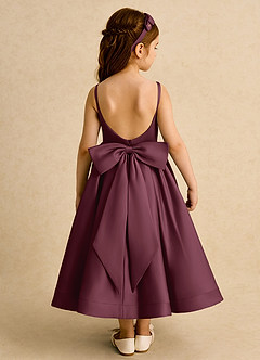 Azazie Babs Flower Girl Dresses Cabernet Ball-Gown Pleated Matte Satin Dress image6