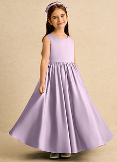 Azazie Nellia Flower Girl Dresses Frosted Lilac A-Line Bow Matte Satin Dress image4