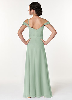 Azazie Alivia Junior Agave A-Line Off the Shoulder Chiffon Dress image2