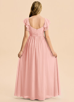Azazie Anaya Junior A-Linie Herzausschnitt Chiffon Kleid Rosettenrosa image2