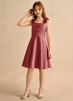 Azazie Resa Girls Formal Flower Girl Klänningar Klä A-Line i Matt satäng Plisserad image5