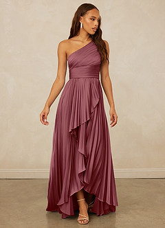 Christian Siriano Bridal for Azazie 1008 Bridesmaid Dresses Desert Rose A-Line One Shoulder Stretch Satin Dress image3