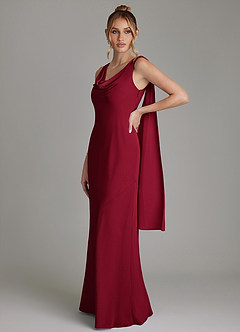 Azazie Essence Bridesmaid Dresses Burgundy Sheath Chiffon Dress image1