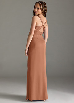 Azazie Mero Junior Bronzer Mermaid Pleated Stretch Satin Dress image2