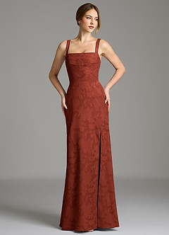 Azazie Brandi Final Sale Terracotta Mermaid Pleated Floral Burnout Dress image1