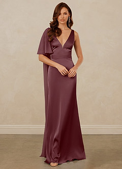 Christian Siriano Bridal for Azazie 1011 Bridesmaid Dresses Sangria Mermaid Bow Stretch Satin Dress image3