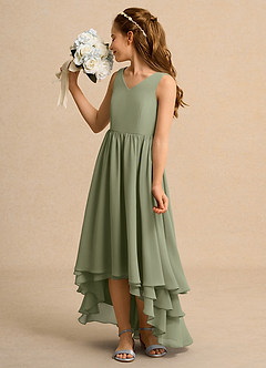 Azazie Kitten Girls Formal Flower Girl Dresses Pistachio A-Line Chiffon Dress image5